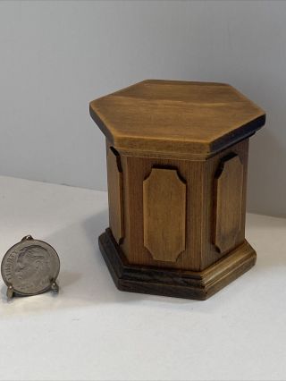 Vintage Artisan Carlson 70s Hand Carved Tudor End Table Dollhouse Miniature 1:12