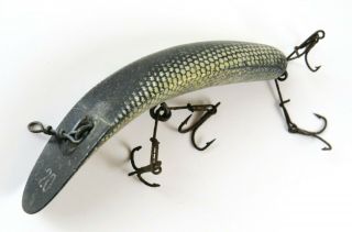 Helin Flatfish U20 Vintage Wood Fishing Lure,  Black With Silver Scale