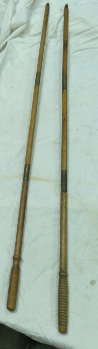 Vintage Brass/oak Wood Shot Gun Cleaning Rod Primitive Antique 36 " Marked