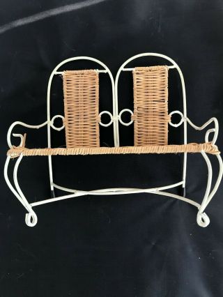 Vintage Loveseat For Dolls Or Bears Wrought And Wicker 8.  5 