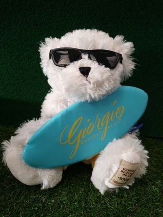 Giorgio Beverly Hills 2006 Collectors Plush Toy Teddy Bear Surfing Rare 28cm