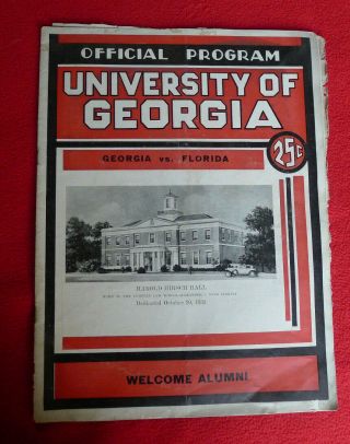 1936 University Of Georgia Bulldogs Vs Florida Gators Football Program Rare