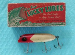 Paw Paw Old Wood Fishing Lure In Lucky Lure Box