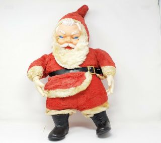 Rushkin Santa Claus Vintage Doll Rubber Face Plush 1950s Christmas 22 Inch
