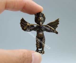 4.  5 Cm Chinese Buddhism Bronze Garuda Dhwaja Bird Snake Amulet Pendants Necklace