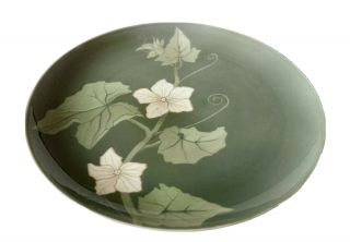 V.  Rare Royal Copenhagen Green Plate “strawberry Vine Flora” Sgn/mark 1889 - 1922