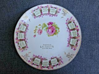 Antique 1910 Advertising Calendar Plate Pink Roses L R Forsyth Lotus Il 9 " Ill
