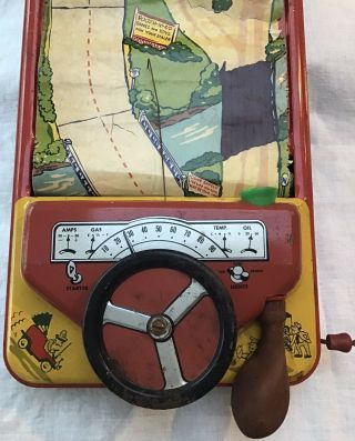 Vintage Rare Poosh - M - Up Driver Game W/Steering Wheel/Horn.  Rollers 3
