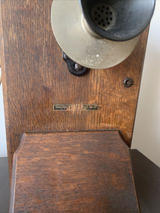 RARE Antique Wall Phone 1918 Western Electric 896 Oak Wood Hand Crank 2