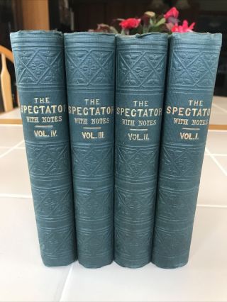 Rare 4 Volume Complete Set Of The Spectator 1853 Thomas Bosworth London Essays