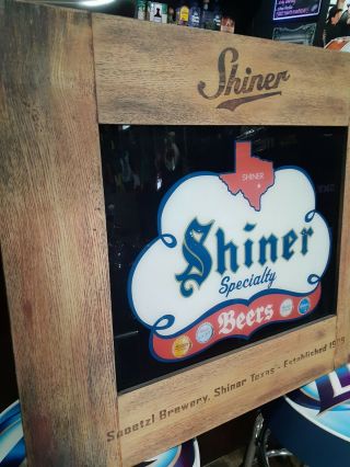 Rare Shiner beer sign,  wood bar sign.  Does not light up.  Read descriptio 2