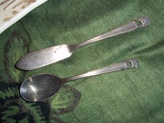1847 Rogers Bros Silverware " Eternally Yours " Butter Knife And Jelly Spoon