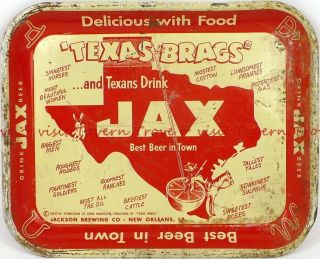 Rare 1930s Louisiana Orleans Jax Beer Texas Braggs Rectangular Serving Tray