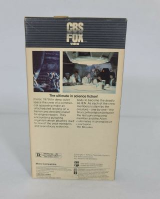 ALIEN MOVIE VHS 1979 CBS FOX: RARE OOP Ridley Scott HI - FI 2