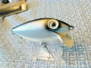 Old Lure Vintage Large 3 3/4 In.  Long Thin Fin Silver Shad With Pat.  Number/lip