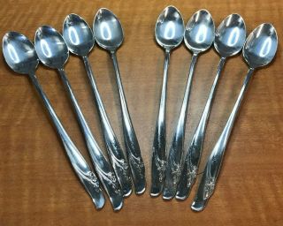 Set Of 8 Rogers & Bro Is Silver Plate Exquisite 7 5/8 Inch Ice Tea Spoons