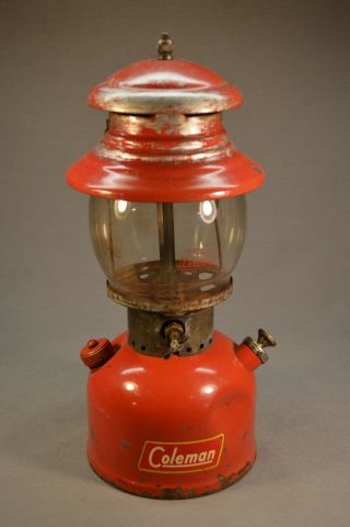 Vintage August 1954 Coleman 200a Single Mantle Lantern Rustic Shabby Chic Cabin