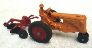 Rare Vintage Slik Toy Co Mm Minneapolis Moline Tractor W/ Plow Farm Toy