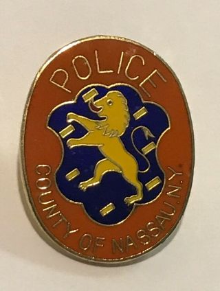 RARE Vintage Police Pin Nassau County York Lapel Cloisonné Oval Shield Crest 2