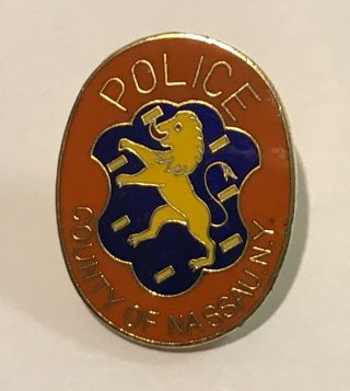 RARE Vintage Police Pin Nassau County York Lapel Cloisonné Oval Shield Crest 3