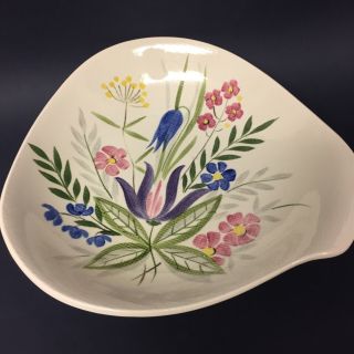 Mid Century Modern “red Wing” Bowl “country Garden” Pattern