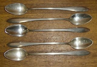 5 Oneida Community Silverplate Iced Tea Spoons - 1914 Patrician - 7 1/2 "