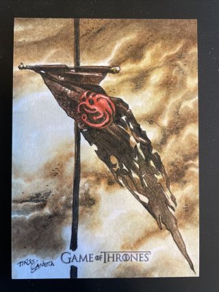 Game Of Thrones Unique Sketch Card,  Targaryan Banner,  Tirso Ganeta,  Rare - 1 Of 1