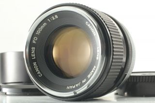 Rare " O " [near W/ Hood] Canon Fd 100mm F2.  8 Portrait Mf Lens From Japan