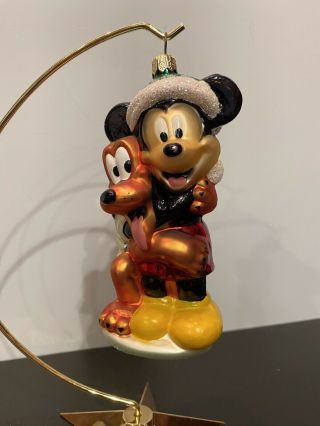 Rare 1998 Radko Glass Christmas Ornament Mickey Mouse Pluto Signed Ltd Ed Mib