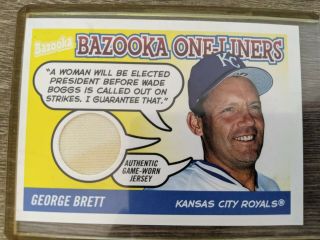 Rare George Brett 2004 Topps " Bazooka One - Liner " Game Worn Jersey Card Royals