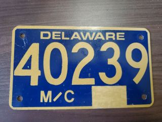 Rare Vintage Unknown Year Delaware Motorcycle License Plate 40239
