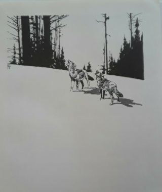 Frances Lee Jaques - " Wolves " - Wildlife Print - Offset Lithograph 11.  5x10