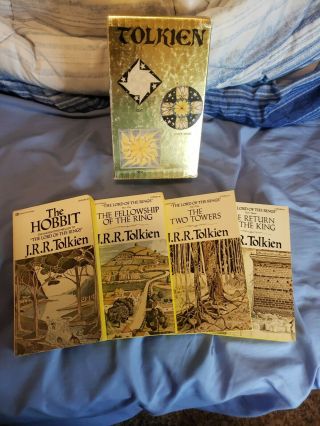 J.  R.  R.  Tolkien Gold Box Set 1973 Rare Books Hobbit Lord Of The Rings Trilogy