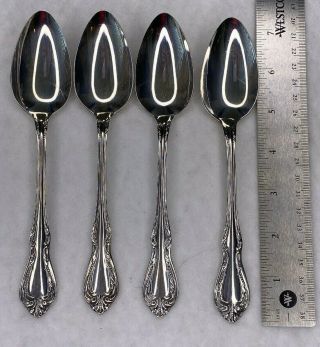 Wm A Rogers Oneida Ltd Chalice - Harmony 4 Oval Soup Spoons Silverplate 1958 Vtg