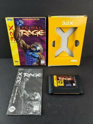 Primal Rage Sega 32x Sega Genesis Add - On System Rare Complete Cib Game Authentic