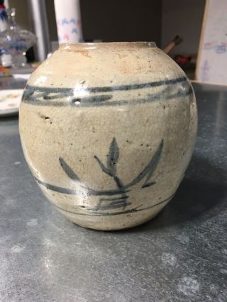 Very Old Antique 5 " Tall Blue And White Ming Dynasty Or Later Ginger Pot???