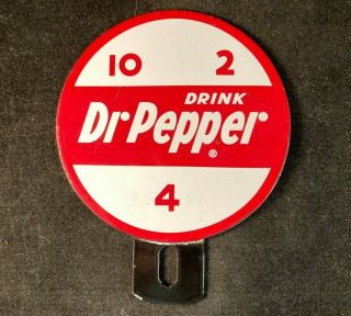 Dr Pepper Soda 10 2 4 Porcelain License Plate Topper Rare Old Advertising Sign