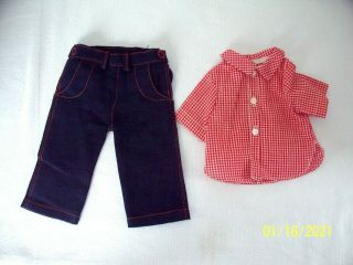 Vintage Tagged Terri 16 " Lee Doll Play Outfit Checked Shirt & Jeans
