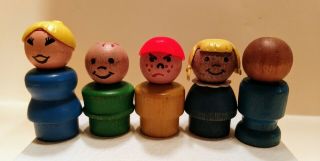Vintage Fisher - Price Wood Little People With Rare Bully Boy 2
