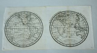 Antique Map C1800 Eastern & Western Hemisphere Globe