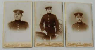 3 Antique Wwi Cdv Photos Of Soldiers Wearing Uniforms All From Leipzig Germany