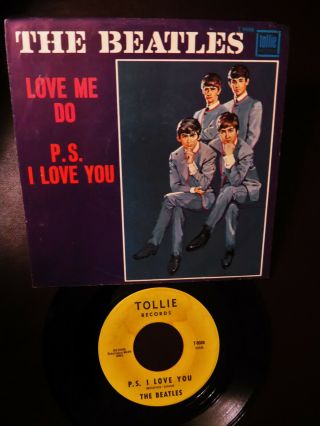 Rare 45,  Sleeve " Love Me Do  P.  S.  I Love You " The Beatles Tollie 1964 Orig Top