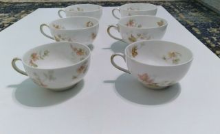 Antique Vintage Haviland Limoges Haviland France Set Of 6 Autumn Leaf Tea Cups