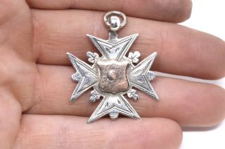 Antique Victorian C1893 Solid Silver & Gold Fob Medal Pendant 26377 2