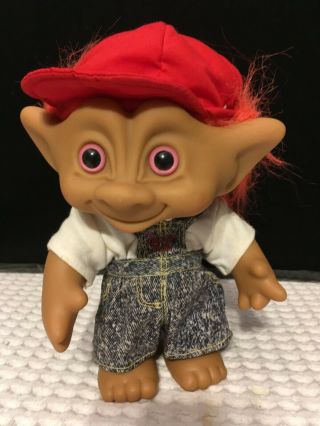 Vintage 9 Inch Troll Doll,  With Moveable Arms And Head,  Red Hat - Trump Lookalike