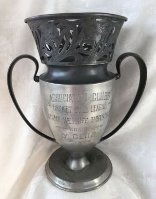 Vintage 1920s Basketball Championship Silver Plated Trophy Light Weight Division