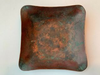 Arts & Crafts Heavyweight Hammered Copper Ashtray Signed - 3.  5 In.  Square 2