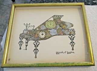 Vintage Certified L Kersh Of London Clock Piece Collage 1976 - Piano