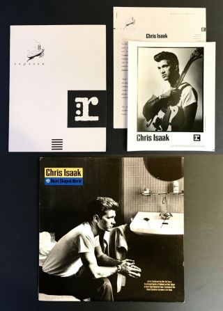 Chris Isaak Heart Shaped World Promo Lp,  Rare Press Kit W/photo 1989 Orig Reprise
