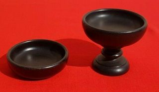 2 Small Vintage Real Ebony Wood Pin Dishes One On Foot
